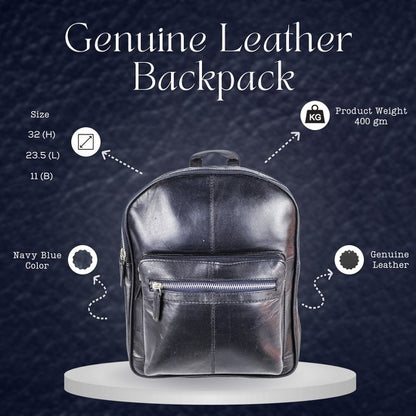La Turista f2 Genuine Leather Bag Black with Multi Utility Pockets Waterproof Backpack