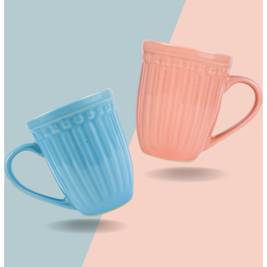 Siesta - Baby Pink/Baby Blue Handcrafted Ceramic Coffee Mugs