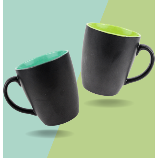 I'heure du cafe - Leaf Green/Turqoise Handcrafted Ceramic Coffee Mugs