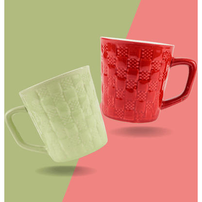 Tea Mate - Red/Pista Handcrafted Ceramic Coffee Mugs