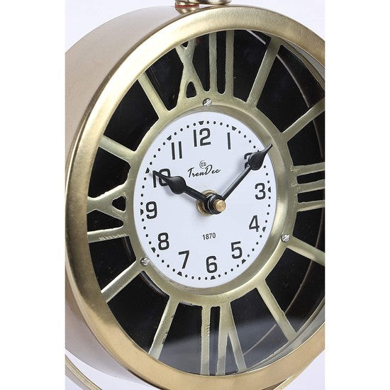 TrenDec Analog Metal Tabletop Clock in Gold Finish-HOMENEARTH