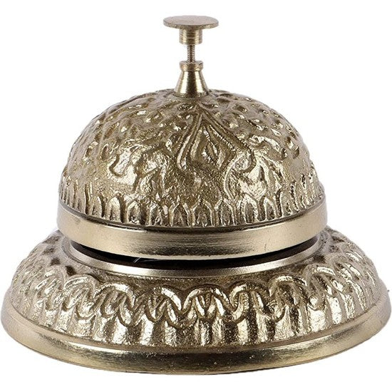 Trendec Desk Bell, Decorative Brass Table Bell in Golden Antique Finish-Home N Earth