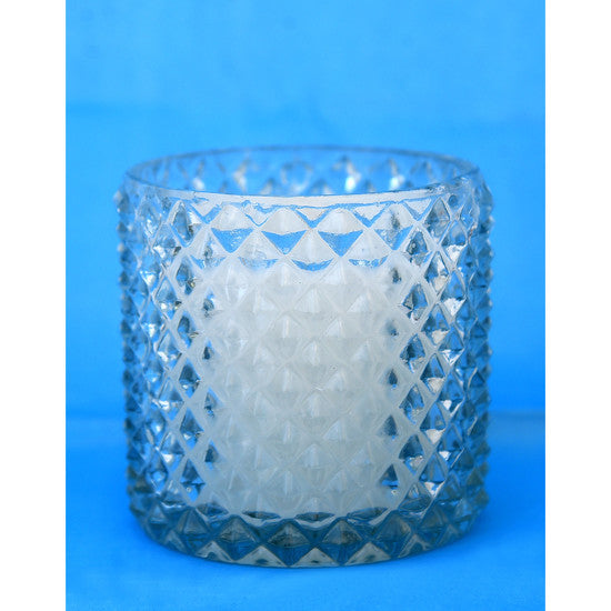 White Scented Candle With Glass-Home N Earth