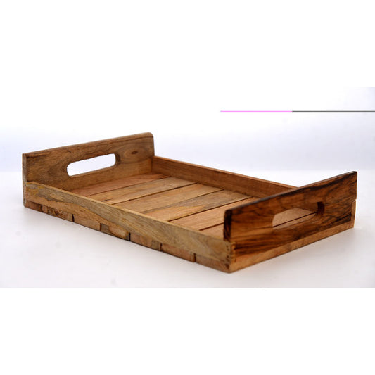 Wooden Tray With Grooves Design Tray-Home N Earth