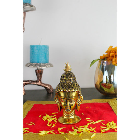 Lord Buddha Face Brass Idol-Home N Earth