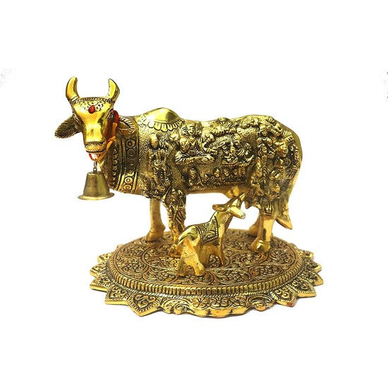 Cow and Calf Metal Statue (kamdhenu cow) Spiritual Showpiece