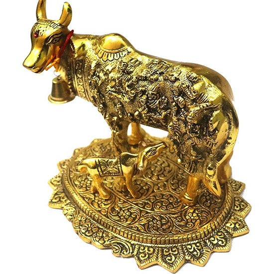 Cow and Calf Metal Statue (kamdhenu cow) Spiritual Showpiece