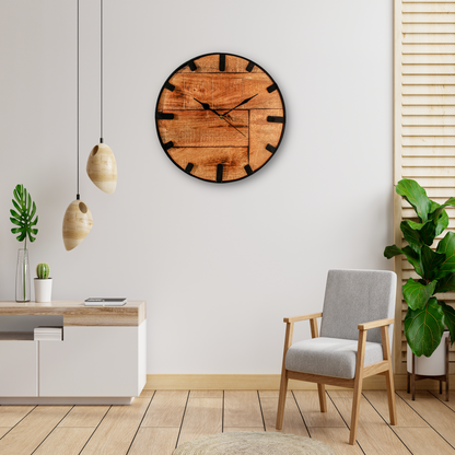 Wall Clock with wooden color - Home N Earth