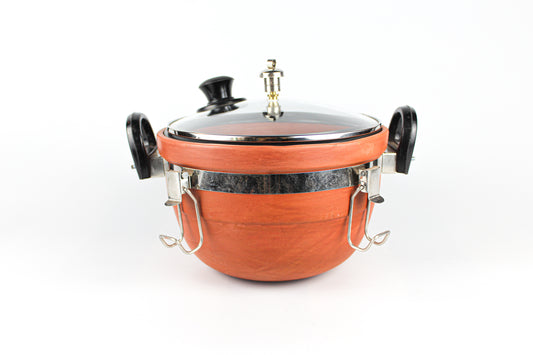 Terracotta Handmade Pressure-Cooker with Glass Lid (3 Ltr. Approx) Home N Earth