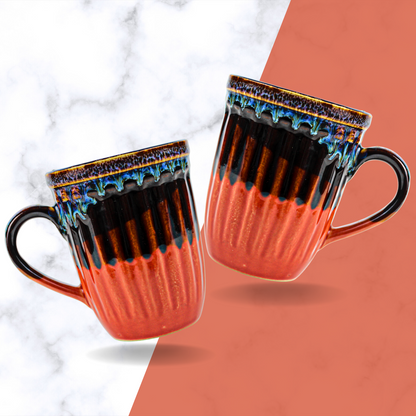 Coffee-Pal- Lava Red/Sand Yellow Handcrafted Ceramic Coffee Mugs 