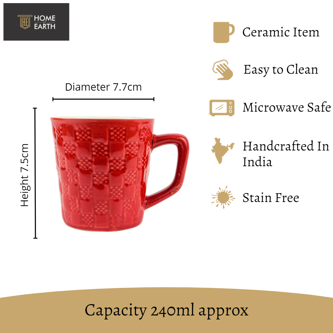 Tea Mate - Red/Pista Handcrafted Ceramic Coffee Mugs