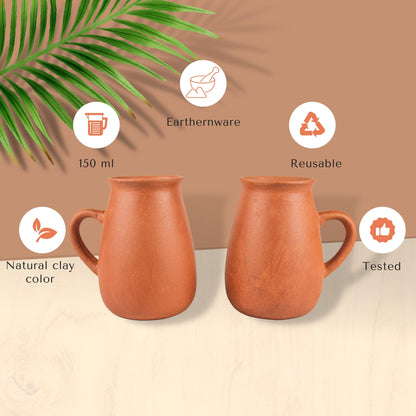 Handmade Natural Clay Water Mug for Drinking/Water Storage Clay Mug) 