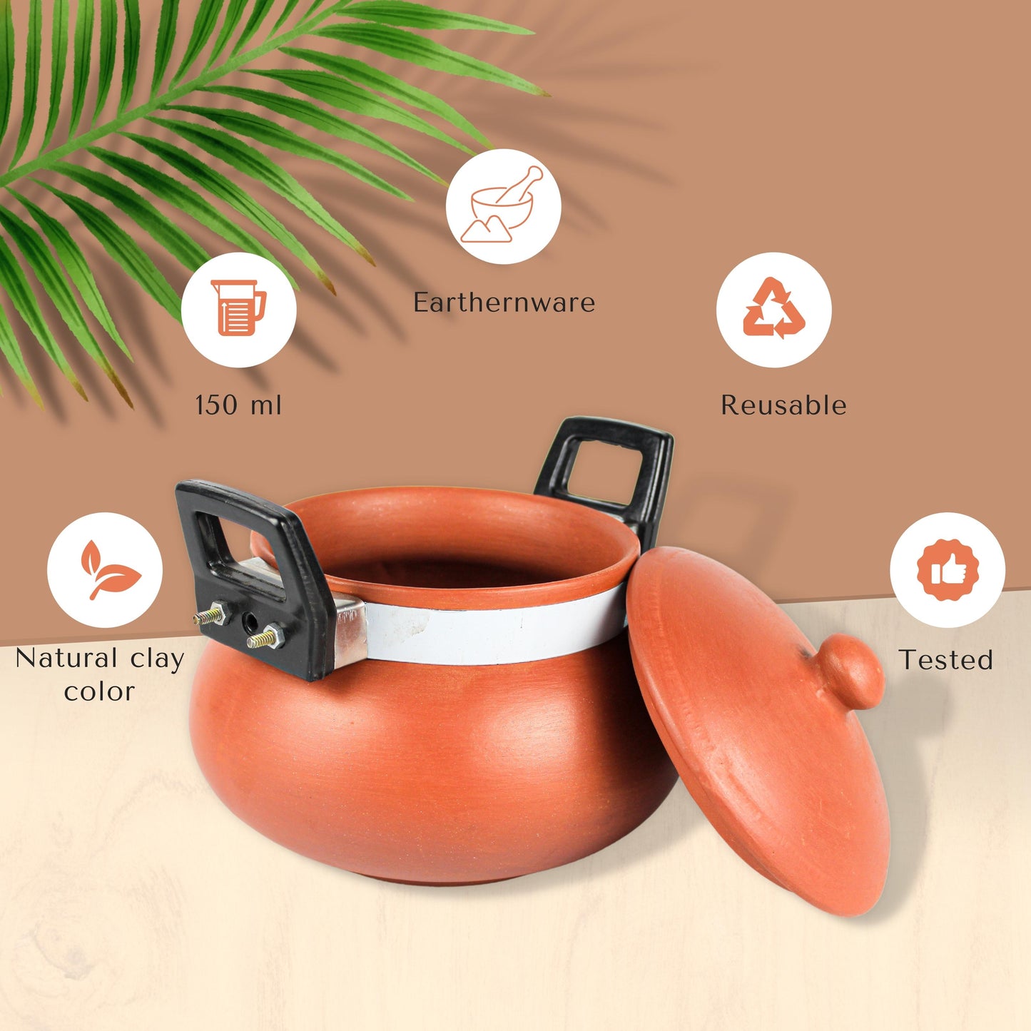 Terracotta Handi with Handle (1 Ltr Approx) Home N Earth