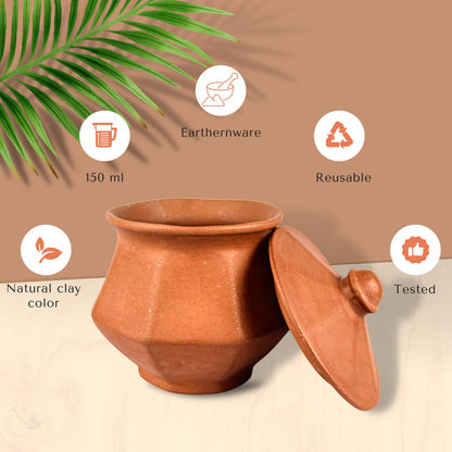 Terracotta Handi Pot for Cooking & Serving with Lid - (1 Ltr) Home n Earth