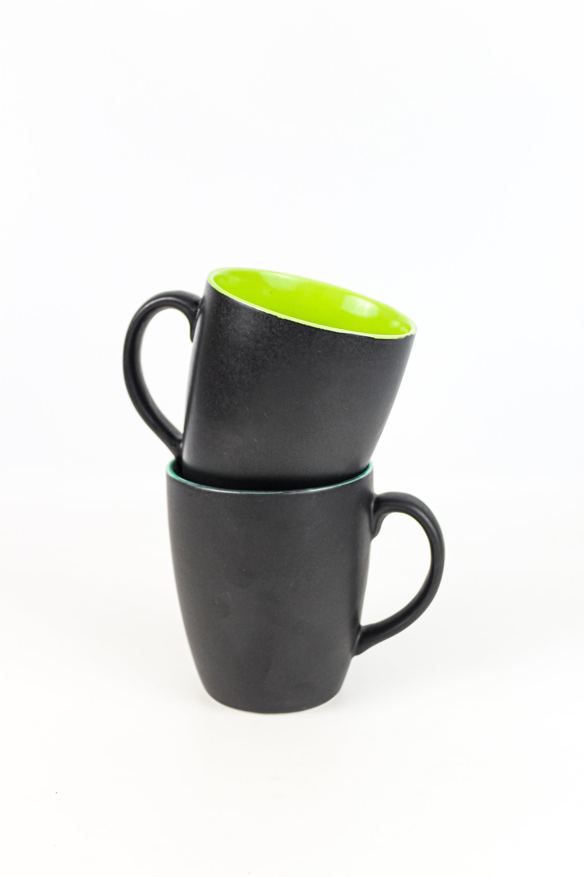 l'heure du cafe - Leaf Green/Turqoise Handcrafted Ceramic Coffee Mugs 