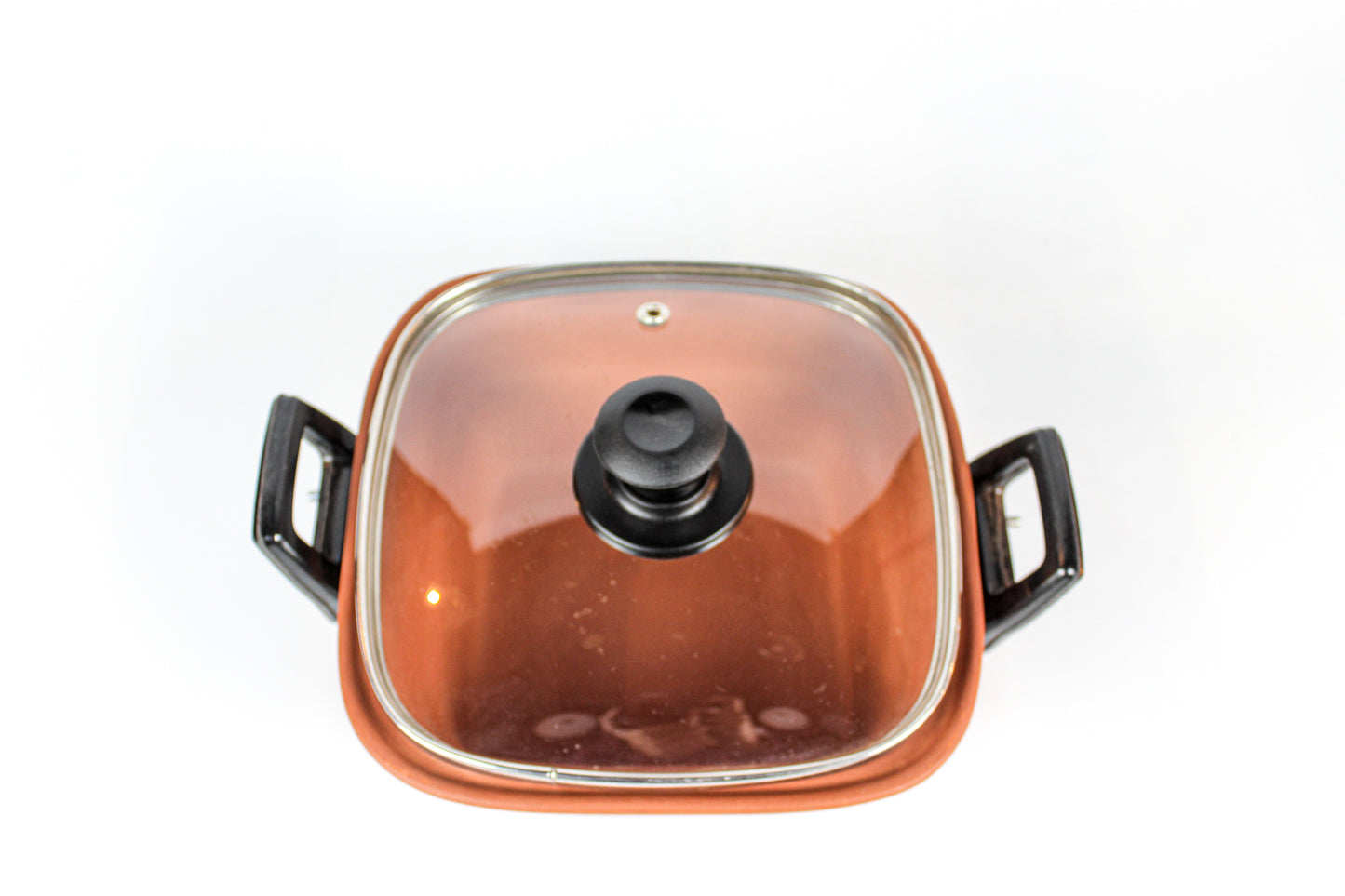 Terracotta Square Casserole/Saucepan with Glass Lid (2 Ltr. Approx) Home N Earth