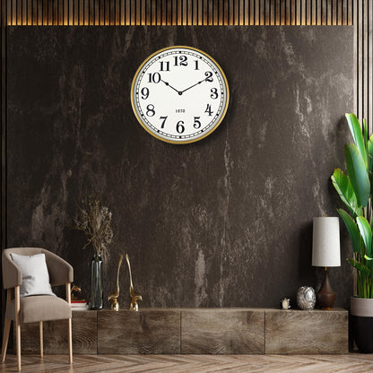Vintage Analog Wall Clock with Golden color - Home N Earth