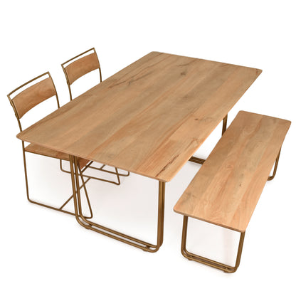 Wooden Dining Set with 2 Chairs, 1 Dining Table, and 1 Bench-HOMENEARTH