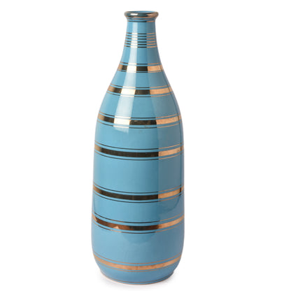 Sky Blue Colour Glass Vase-HOMENEARTH
