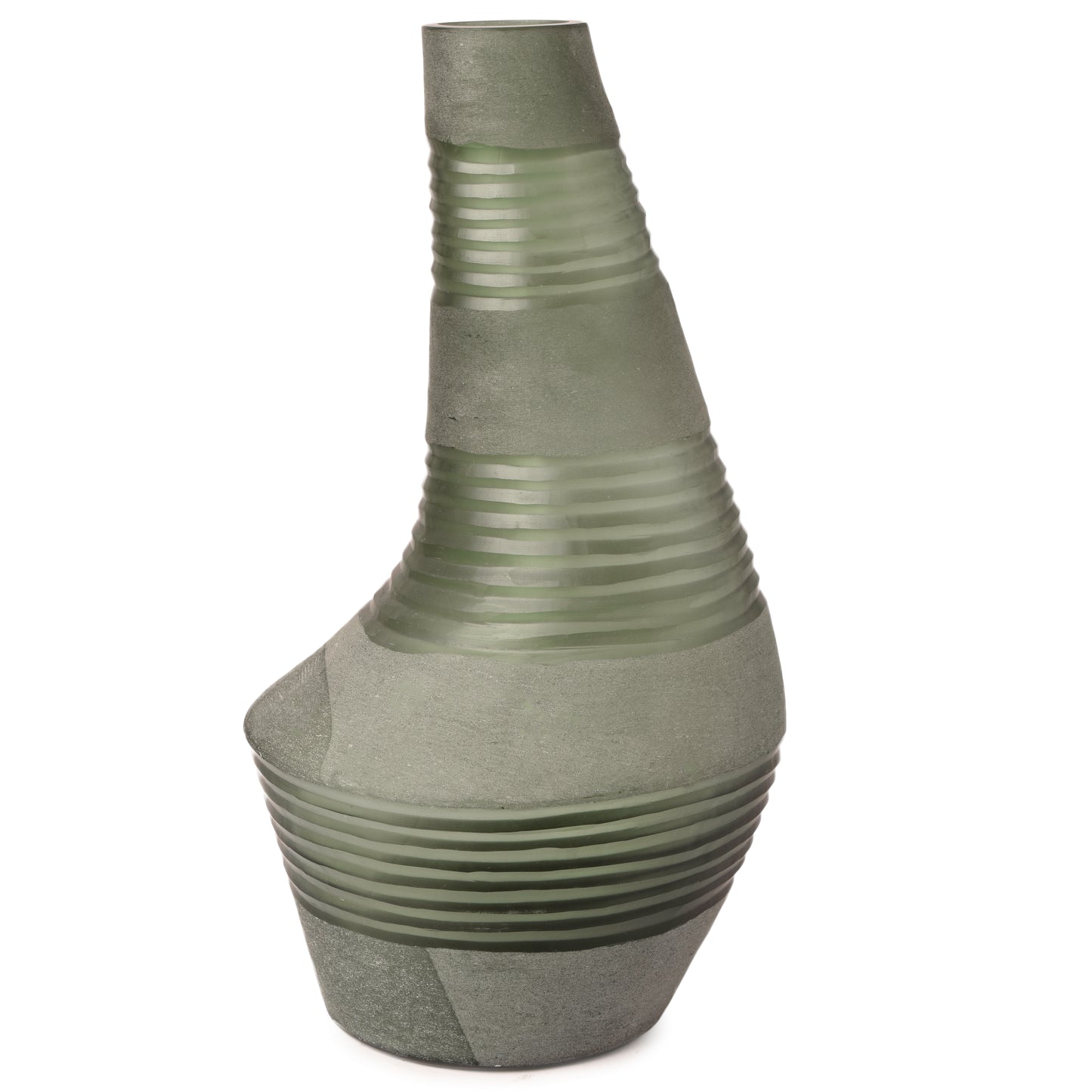 Green Colour Long Stone Vase-HOMENEARTH