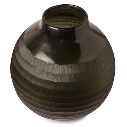 Round Black Glass vase-HOMENEARTH