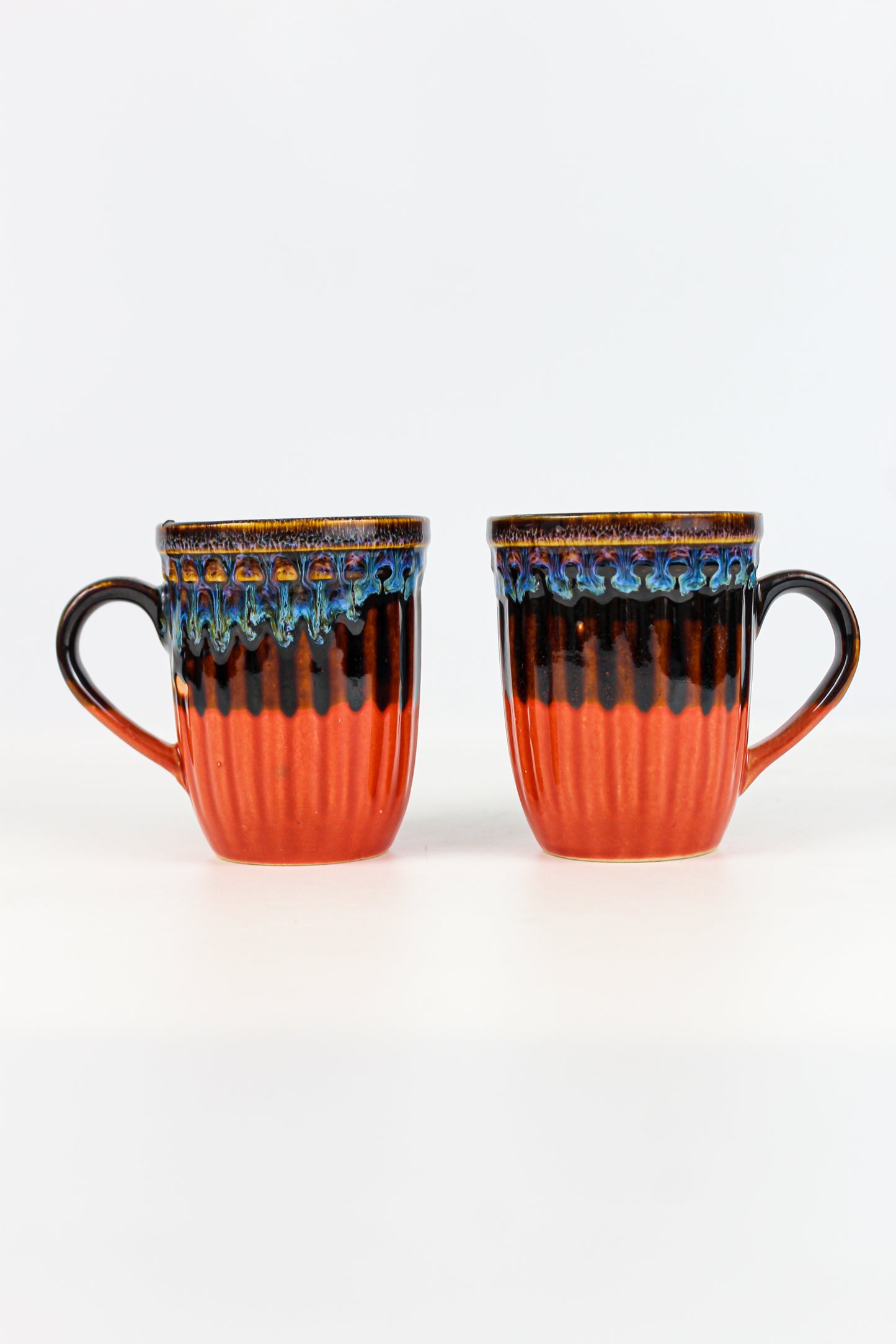 Coffee-Pal- Lava Red/Sand Yellow Handcrafted Ceramic Coffee Mugs 