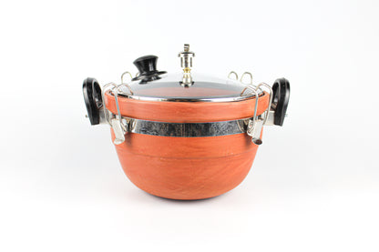 Terracotta Handmade Pressure-Cooker with Glass Lid (3 Ltr. Approx) Home N Earth