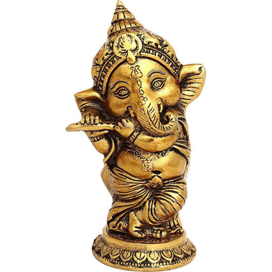_Gift_Antique Golden Aluminum Lord Ganesh Statue | Ganesha Idol | Ganesh Statue